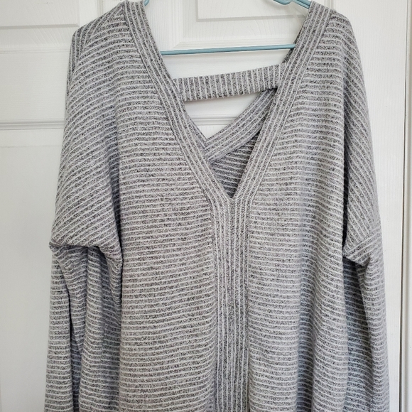 Gray and White Striped Top - Picture 2 of 2